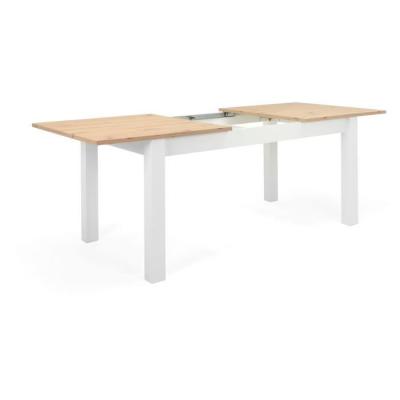 Table à manger extensible BERGEN - Décor chêne artisan et blanc