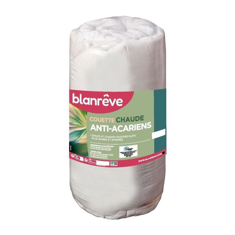 Couette chaude anti-acariens 400 gr/m² BLANREVE 140x200cm Blanc
