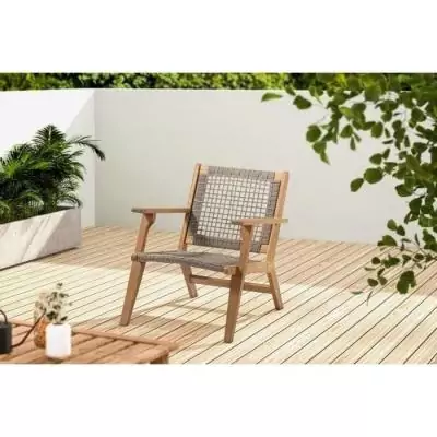Fauteuil de jardin BORA en bois d'Acacia FSC et résine tressée Fauteuil de jardin BORA en bois d'Acacia FSC et résine tressée