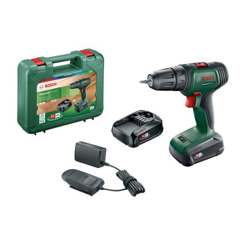 Perceuse-visseuse sans-fil Bosch - UniversalDrill 18 (2 batteries, chargeur, coffret)