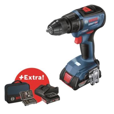 Perceuse-visseuse Bosch Pro: GSR 18V-50 + 2 batt. 2,0Ah + chrg. GAL 18V-20 + 43 acc. + Sacoche