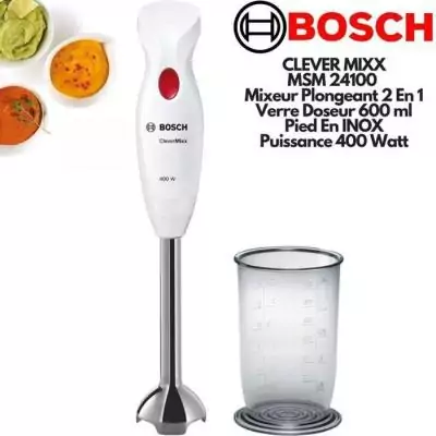 Mixeur plongeant CleverMixx MSM24100 Bosch 400W Blanc Mixeur plongeant CleverMixx MSM24100 Bosch 400W Blanc