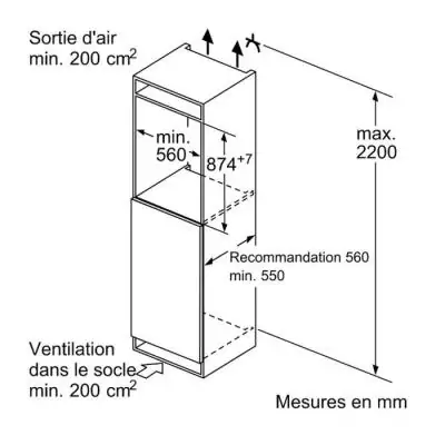 Bosch Serie 2 KIL22NSE0 frigo combine Intégré 119 L E Blanc