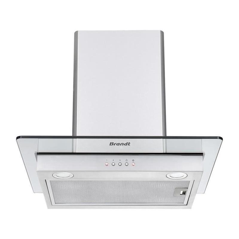 Hotte murale BRANDT BHB1644IX 60cm Inox + Verre