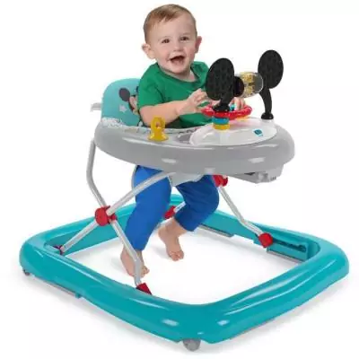 Trotteur bébé évolutif et pliable 2-en-1 Disney Mickey - Jouet d'éveil intégré