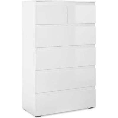 Commode CAPETOWN Blanc Brillant - 6 Tiroirs - L80cm