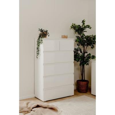 Commode CAPETOWN Blanc Brillant - 6 Tiroirs - L80cm