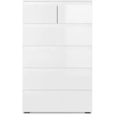 Commode CAPETOWN Blanc Brillant - 6 Tiroirs - L80cm