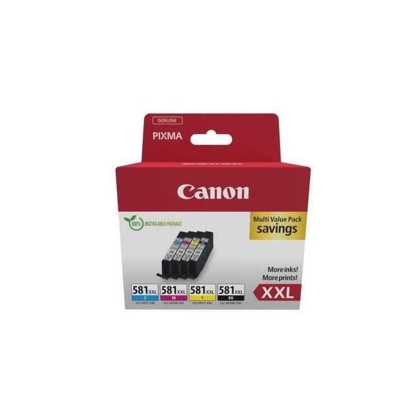 Cartouches d'encre CANON CLI-581XXL Noir/Cyan/Magenta/Jaune - Pack 4 couleurs