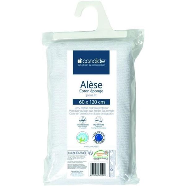 Protege Matelas Bébé 60x120 - Alese Bébé - Silencieux - Imperméable - Absorbant - oeko Tex - Made In Europe - 60x120cm Blan