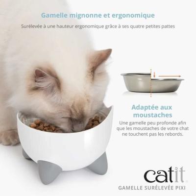 Gamelle pour chat - CATIT - PIXI - 200ml - Surélevée - Blanc