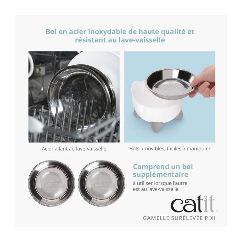Gamelle pour chat - CATIT - PIXI - 200ml - Surélevée - Blanc