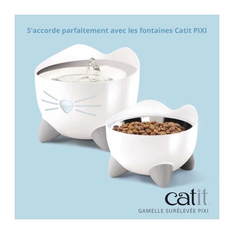 Gamelle pour chat - CATIT - PIXI - 200ml - Surélevée - Blanc