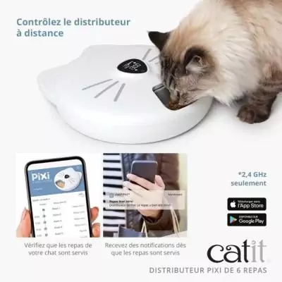 Distributeur de repas connecté pour chat - CATIT PIXI SMART - 6 x 170ml Distributeur de repas connecté pour chat - CATIT PIXI SMART - 6 x 170ml