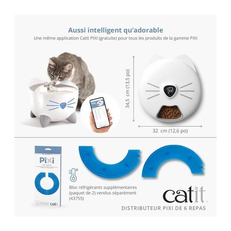 Distributeur de repas connecté pour chat - CATIT PIXI SMART - 6 x 170ml