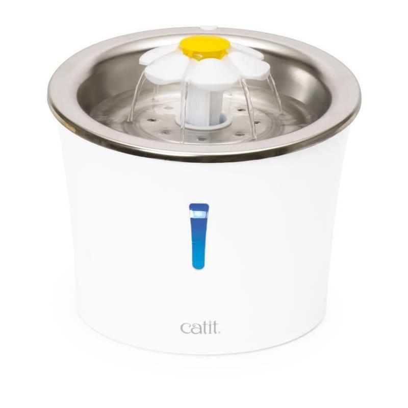 Fontaine à eau pour chat : CATIT - Fleur 3L - LED - Blanc