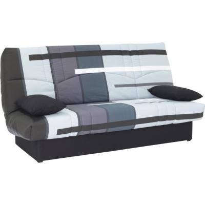 Canapé Clic Clac 3 places DREAM - Tissu 100% Coton - Imprimé Piste Gris