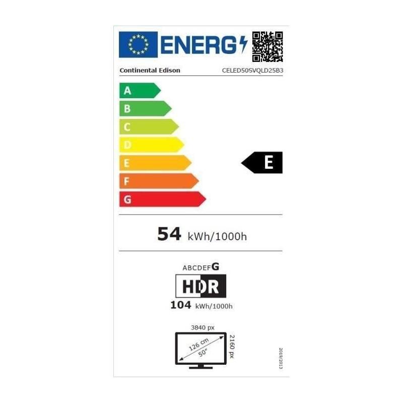 TV QLED Continental Edison 50'' UHD 4K Smart Vidaa