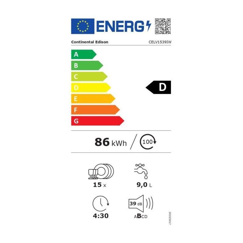 Lave-vaisselle pose libre Continental Edison: silencieux et efficace