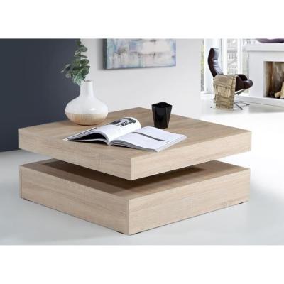 Table basse plateau rotatif - Un carré de chêne moderne