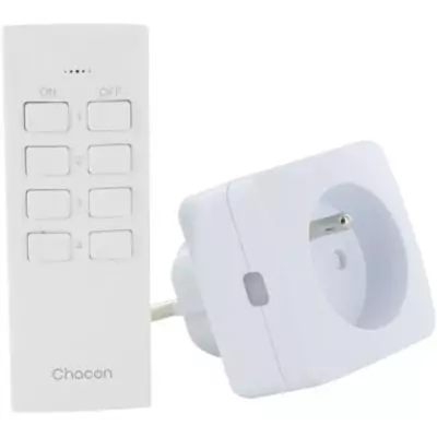 Set 2 mini prises CHACON Blanc avec télécommande - 2300 W