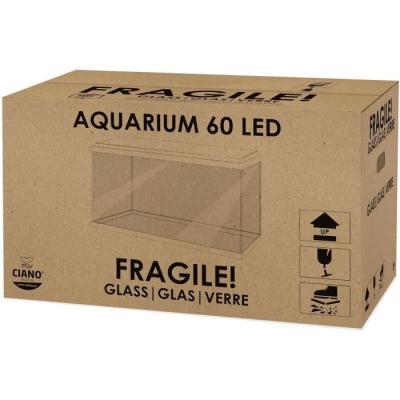 Aquarium 60L CIANO: Filtre, LED, Chauffage inclus - Blanc