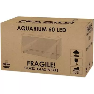 Aquarium 60L CIANO: Filtre, LED, Chauffage inclus - Blanc