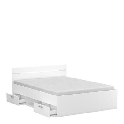 Lit adulte MICHIGAN 140x190 cm avec rangements - Blanc