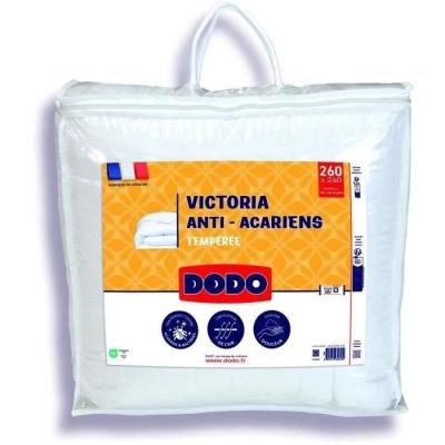 Couette tempérée anti-acariens 300g/m² Victoria 240x260 cm blanc