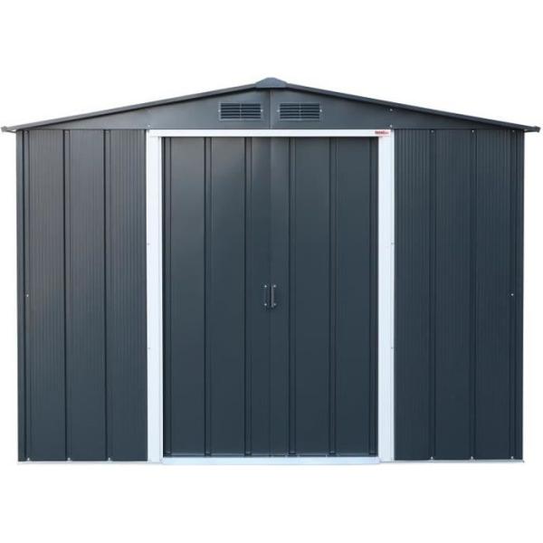 Abri de jardin en métal 4,77 m2 - DURAMAX - Kit d'ancrage inclus - Gris anthracite