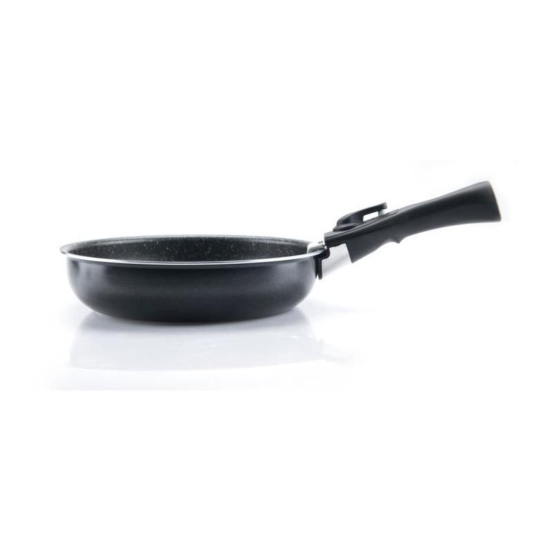 Ensemble de 3 poêles ARTHUR MARTIN AM130 noir + poignée - Idéal pour tous feux - 20/24/28 cm