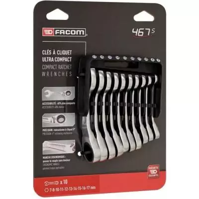 Ensemble de 10 clés mixtes FACOM - Avec cliquet et étui portable