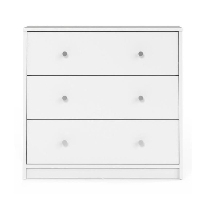 Commode de chambre OREGON - 3 tiroirs - Blanc Moderne