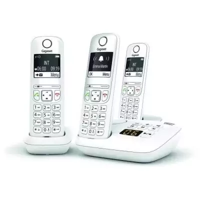 Téléphone Fixe AS690 A Trio Blanc - GIGASET: 20 sonneries - Mains libres