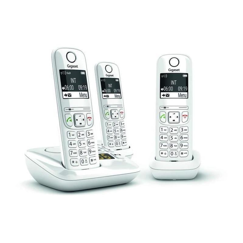 Téléphone Fixe AS690 A Trio Blanc - GIGASET: 20 sonneries - Mains libres