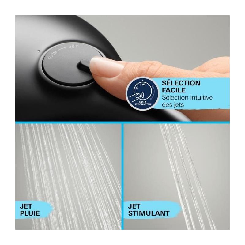 Colonne de douche GROHE Vitalio Comfort 250 - Noir Mat