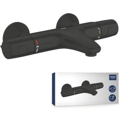 Mitigeur thermostatique bain/douche noir mat GROHE - Économie d'eau