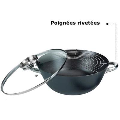Ensemble Wok 5 pièces polyvalent GSW - Fonte d'acier 32cm