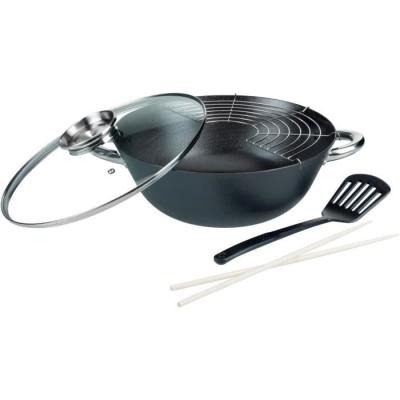 Ensemble Wok 5 pièces polyvalent GSW - Fonte d'acier 32cm