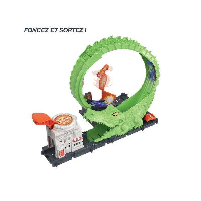 Course effrénée avec le circuit Voiture Hot Wheels - Attaque de l'Alligator!