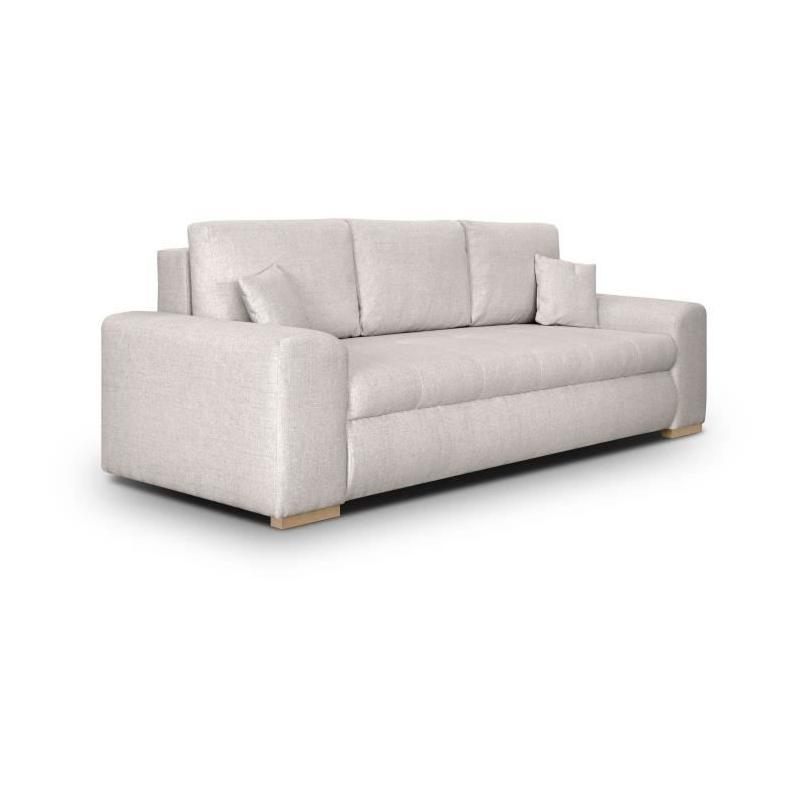 Canapé convertible avec coffre de rangement 3 places - INDIAN - Tissu beige