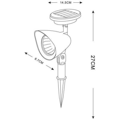 Spot solaire en plastique - 3 LED - Noir pour éclairage extérieur