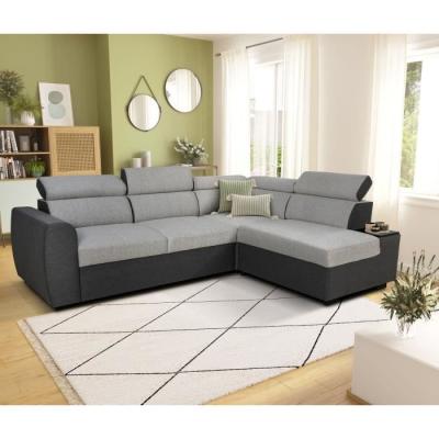 Canapé d'angle convertible réversible KELIO - 4/5 places - Anthracite/Gris