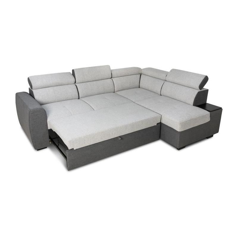 Canapé d'angle convertible réversible KELIO - 4/5 places - Anthracite/Gris