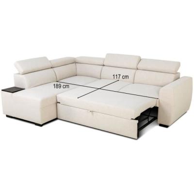 Canapé d'angle convertible réversible KELIO - Tissu Beige