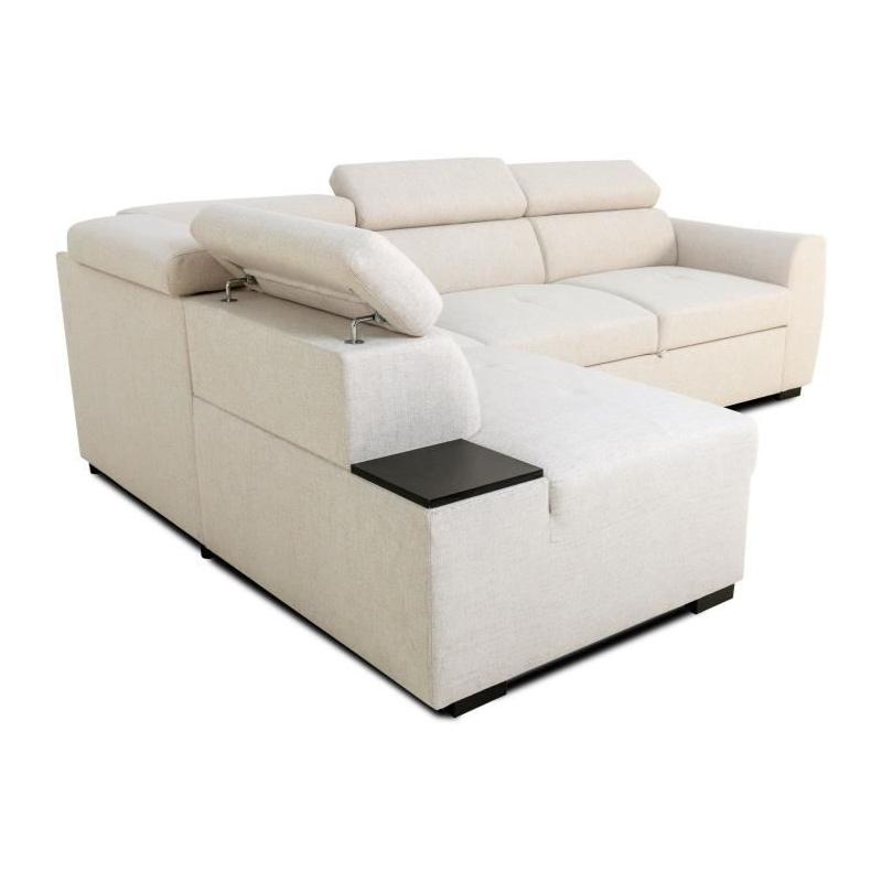 Canapé d'angle convertible réversible KELIO - Tissu Beige