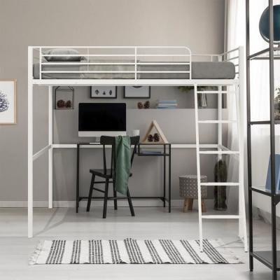 Lit mezzanine en métal ELIOT - Blanc 140x200 cm - Sommier inclus