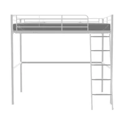 Lit mezzanine en métal ELIOT - Blanc 140x200 cm - Sommier inclus Lit mezzanine en métal ELIOT - Blanc 140x200 cm - Sommier inclus
