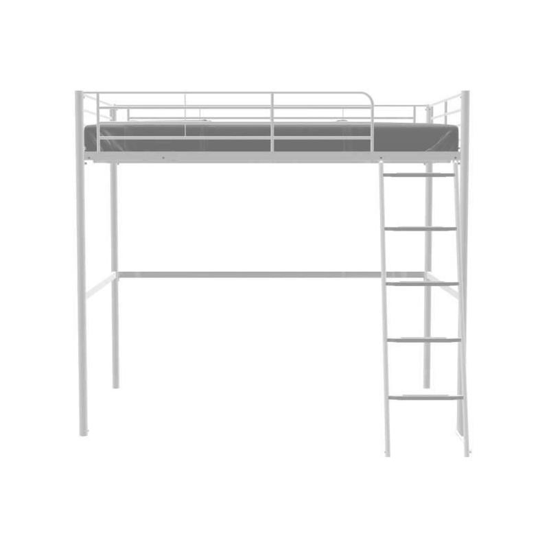 Lit mezzanine en métal ELIOT - Blanc 140x200 cm - Sommier inclus