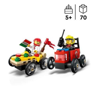 Pack de bolides de course LEGO City : duel camion pizza vs camion pompiers